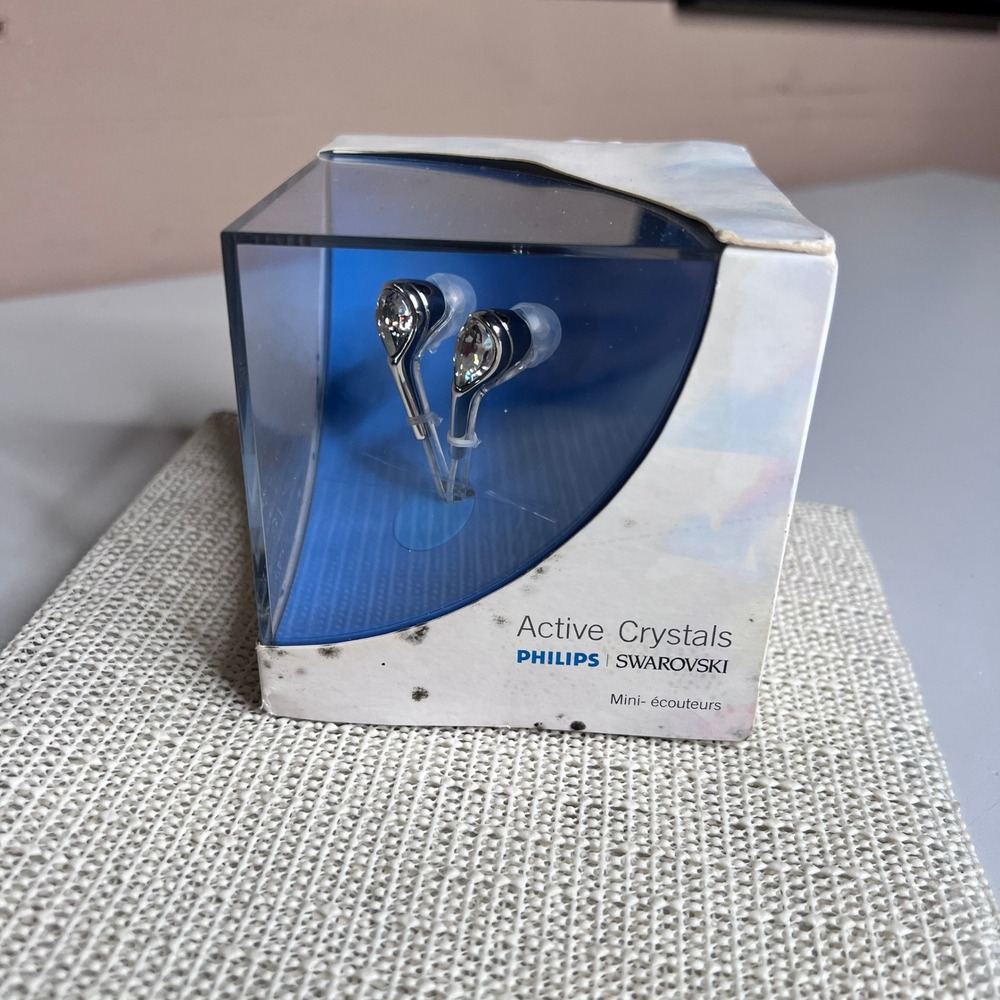 Philips‎ Swarovski Active Crystals In-Ear Headphones Silver SWS8000 Earbuds New